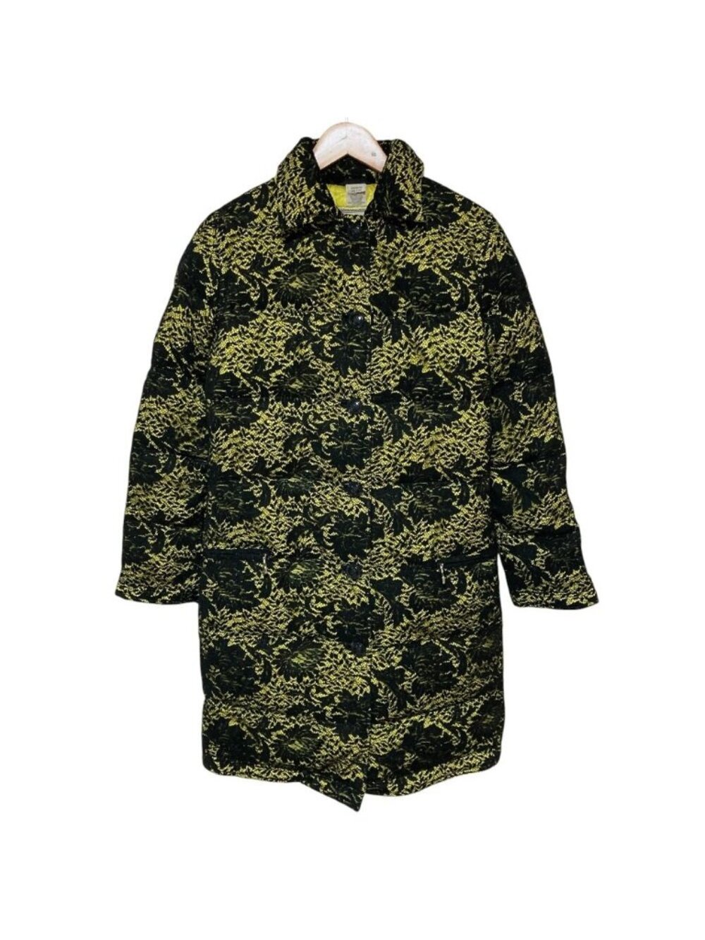Versace Gianni Vintage Medusa Button Lace Padding Coat Black Yellow 42